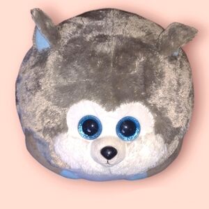TY Beanie Ballz GIANT Yukon WOLF BALL SHAPE Plush STUFFED ANIMAL Toy 13"